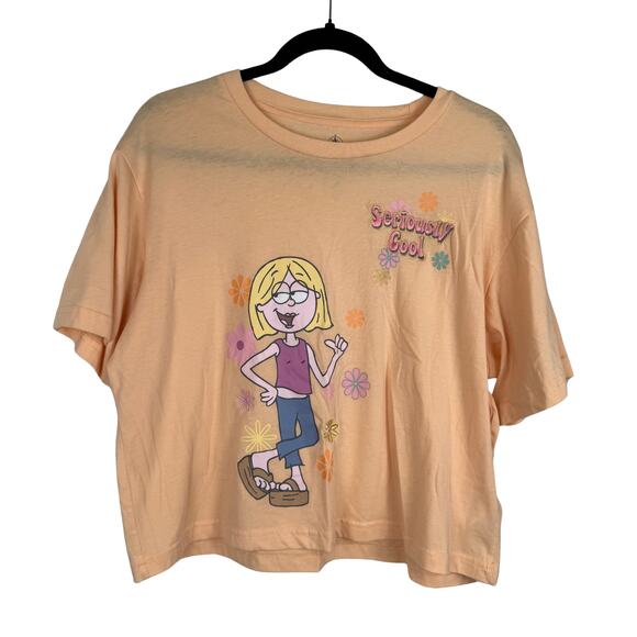 Disney Y2K Cropped Lizzie McGuire "Seriously Cool" Short Sleeve Tee Shirt -Large - Picture 1 of 4